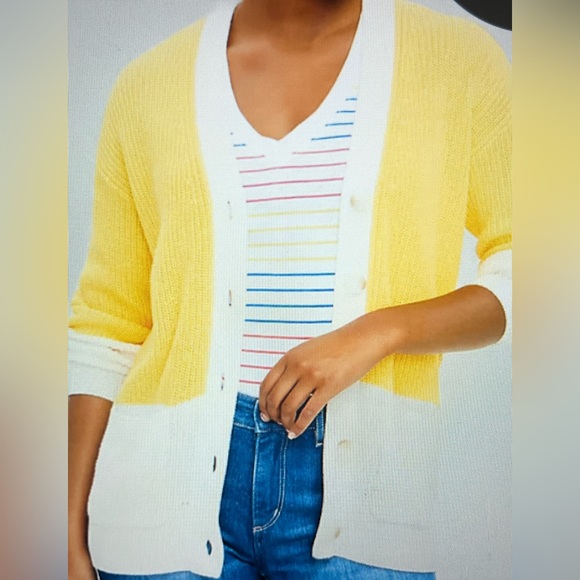 LOFT Sweaters Loft Colorblock Pocket Boyfriend Cardigan Poshmark
